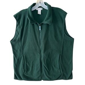 Rebecca Malone Fleece Vest XL Full Zip Outdoor HikingLayering Green Pockets
